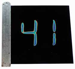 A large digit reflective thermochromic/lithographically printed display.